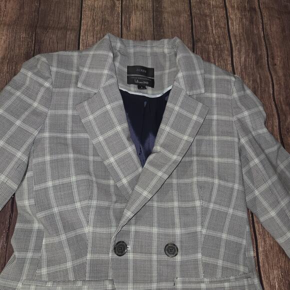 J.Crew Blazer Women 2 Gray Devon Plaid Tollegno 1900 Italian Stretch Wool Blend - Picture 7 of 12